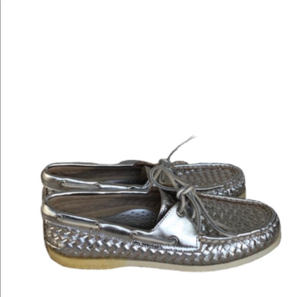 Sperry Shoes - SPERRY Metallic Silver AUDREY Top Siders- 8.5